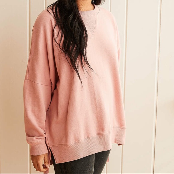 aerie Tops - aerie Oversized Crewneck Sweatshirt in Dusty Pink